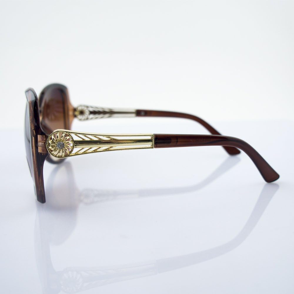H1034 4038 Brown Large Frame Ladies Fashion Sunglasses - Width at Temples 142 mm - 100% UV400 protection