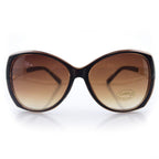 Brown large frame ladies sunglasses with gold tone arms.