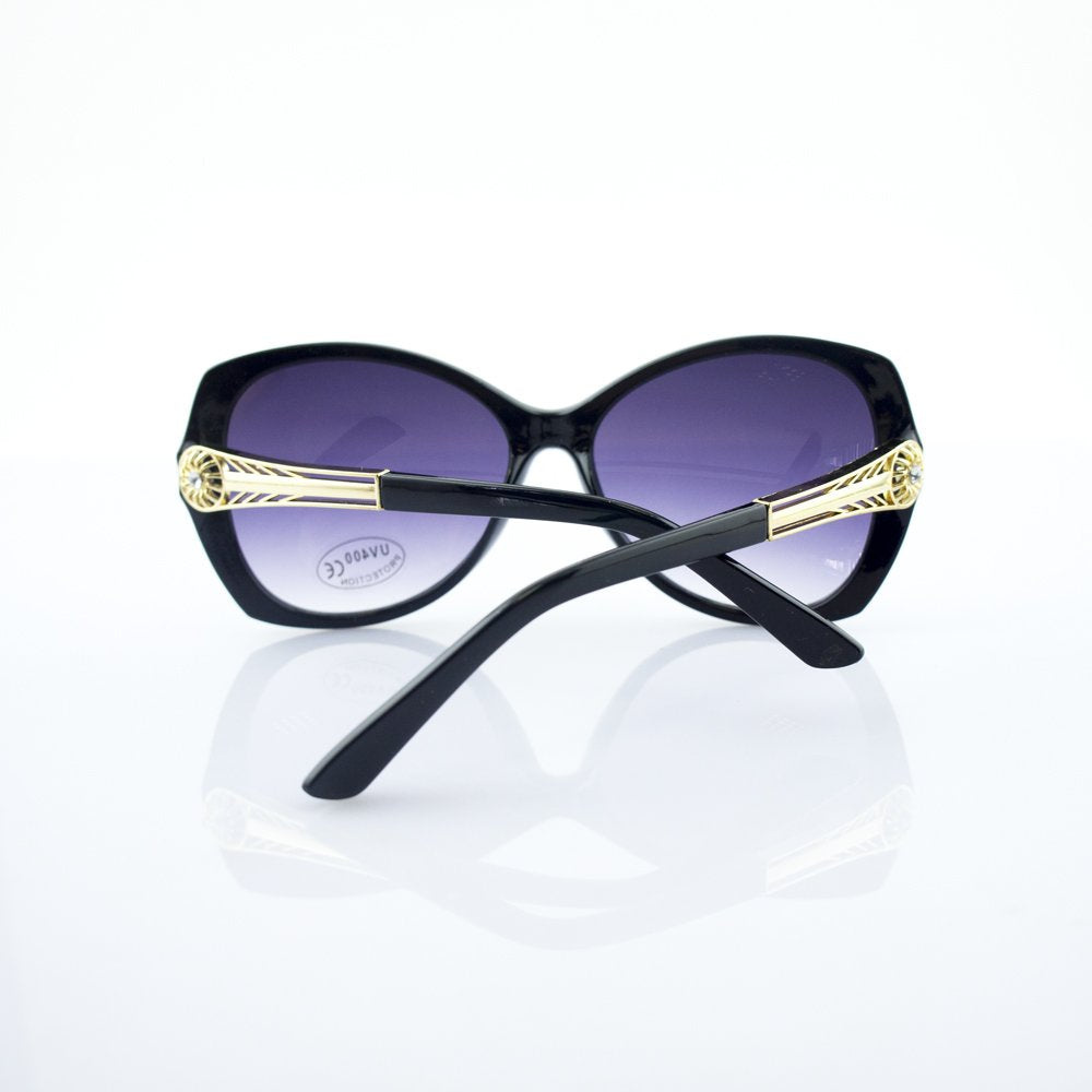 H1036 4038 Black/Violet Large Frame Ladies Fashion Sunglasses - Width at Temples 142 mm - 100% UV400 protection