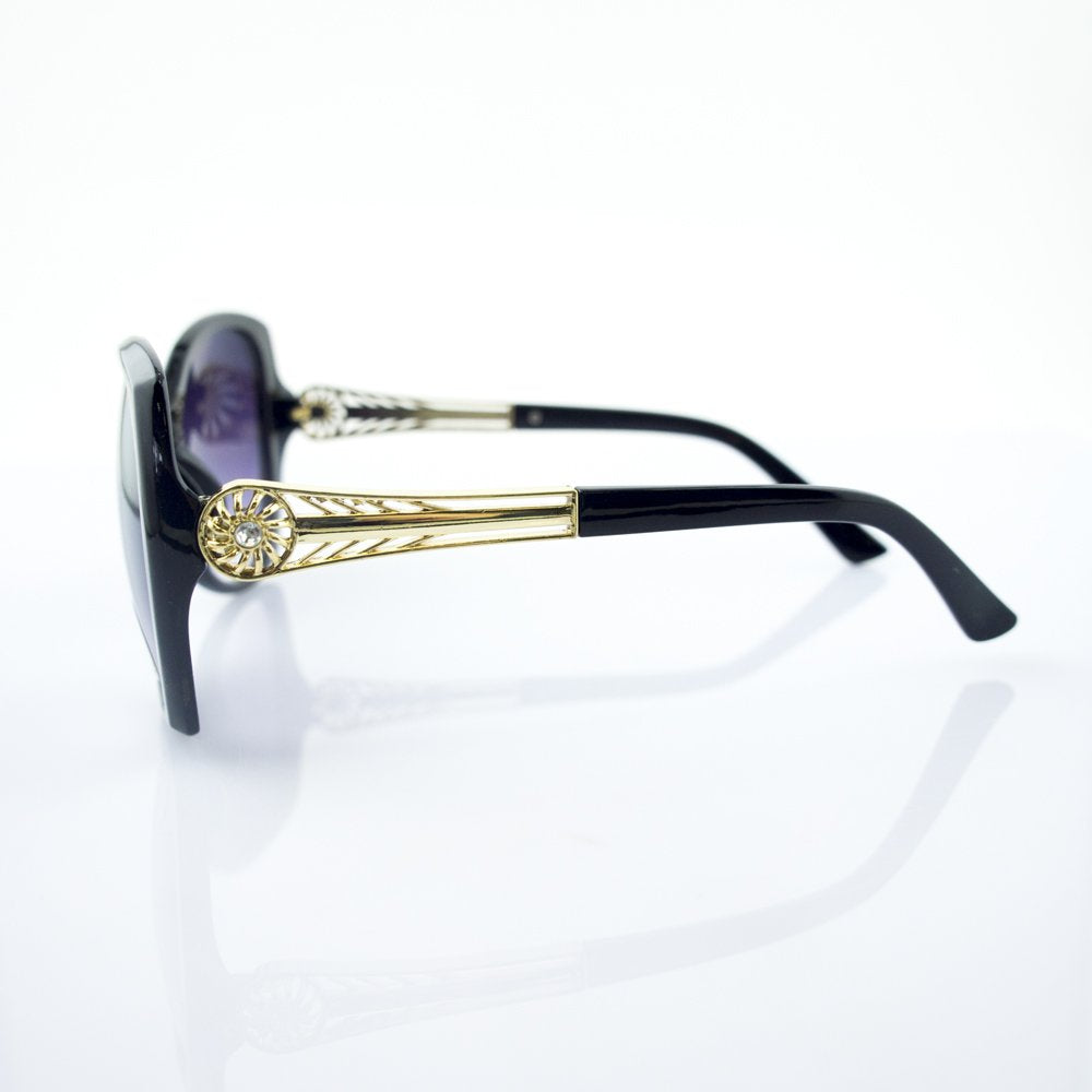 H1036 4038 Black/Violet Large Frame Ladies Fashion Sunglasses - Width at Temples 142 mm - 100% UV400 protection