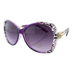 H1039 4038 Violet Pattern Large Frame Ladies Fashion Sunglasses - Width at Temples 142 mm - 100% UV400 protection