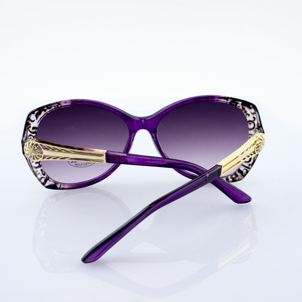 H1039 4038 Violet Pattern Large Frame Ladies Fashion Sunglasses - Width at Temples 142 mm - 100% UV400 protection