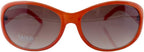 Close-up of the violet lenses of the turquoise sunglasses.