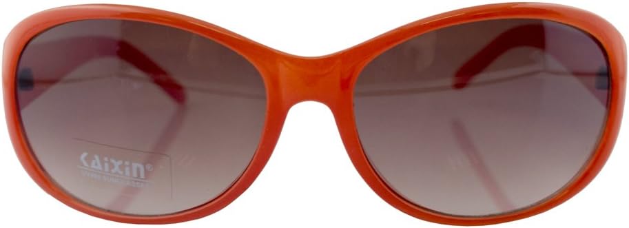 Close-up of the violet lenses of the turquoise sunglasses.