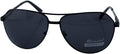 Aviator style sunglasses with a dark grey frame and grey lenses.
