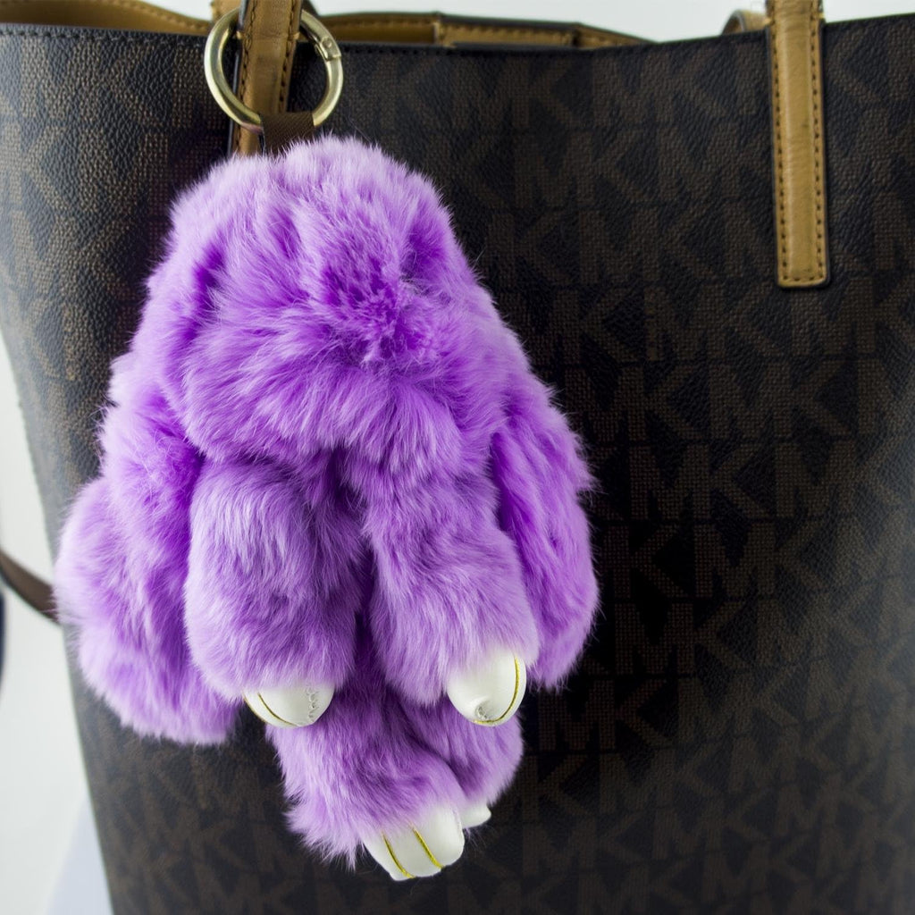 Large Cute Mauve Fluffy Bunny Rabbit Keyring Charm Hangbag Charm