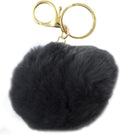 Large grey fluffy pompom with keyring attachment