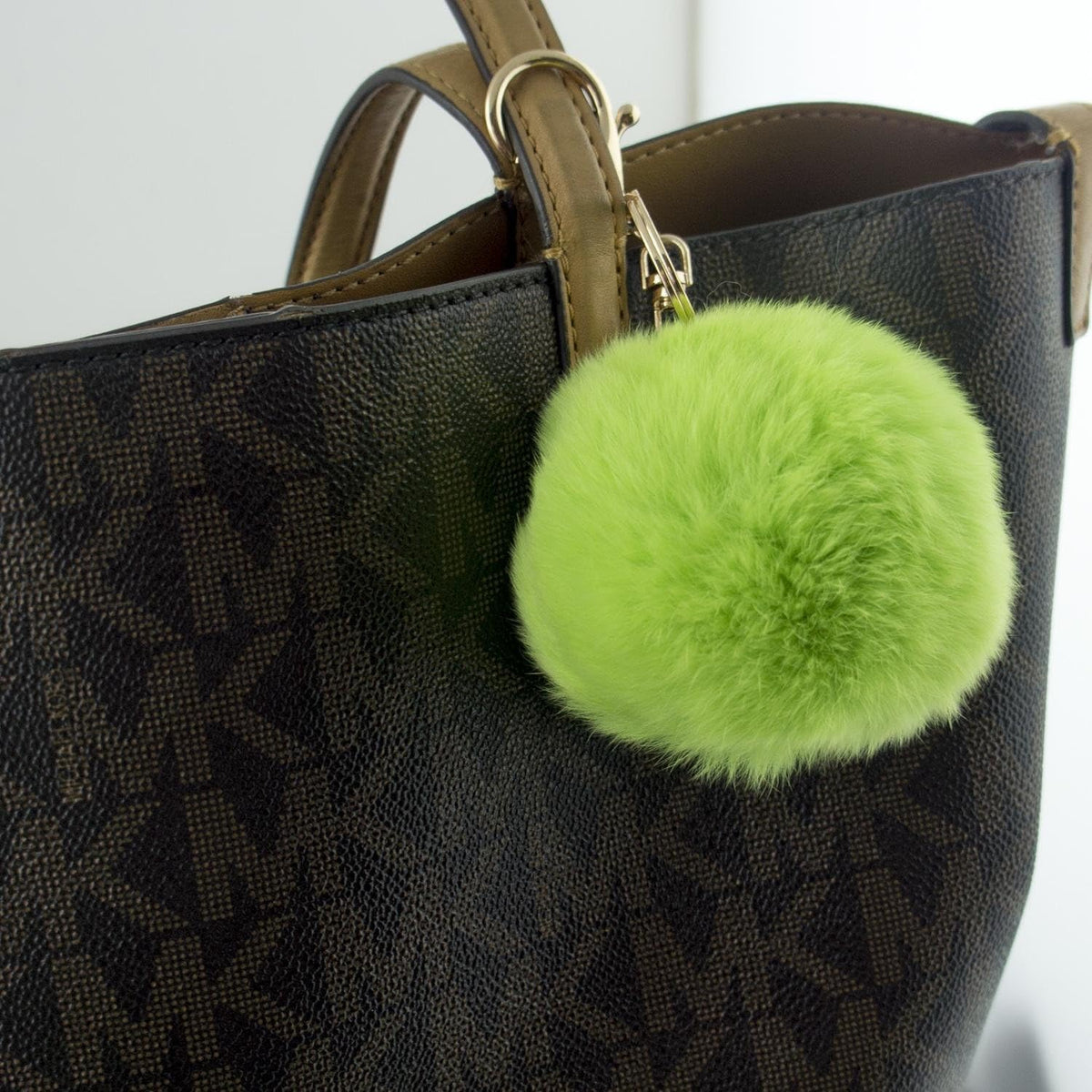 Large Green Fluffy Pompom with Lobster Clasp and Keyring Bag Pendant Key Charm