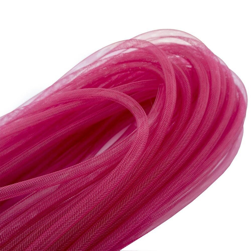 Ruby red 8mm tubular crin trim displayed on a spool.
