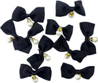 Black taffeta crin bow trim with pearl effect beads and crystals.