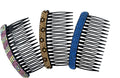 Stylish black hair comb with coloured crystal design.