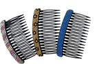 Stylish black hair comb with coloured crystal design.