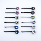 Stylish Heart and Centre Crystal Hairpin Barrettes - Pack of 2 Pairs
