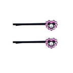 Two pairs of heart and centre crystal hairpin barrettes.