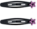 Three pairs of crystal star hair clips in various colours.