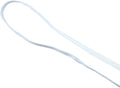 Continuous elastic trim material for bra straps in white.