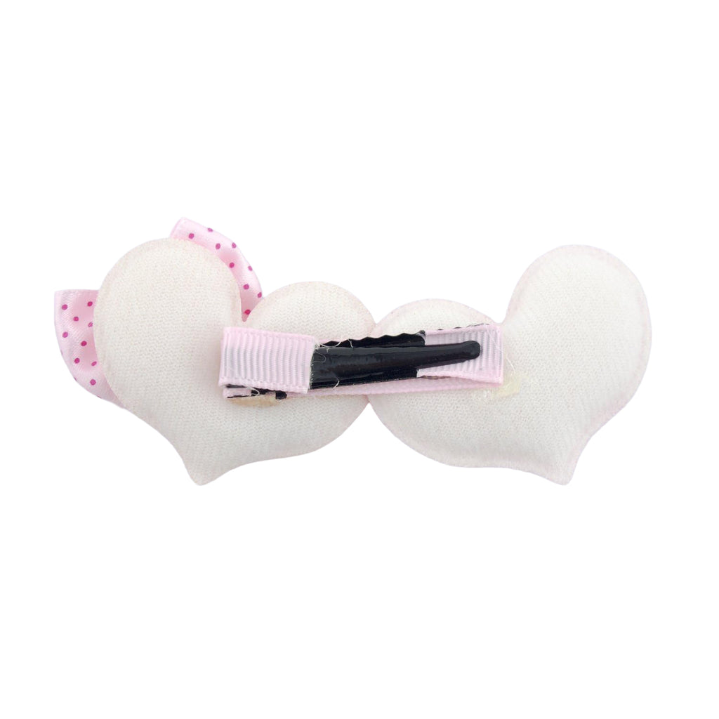 Assorted pastel coloured hairclips featuring hearts and bows.