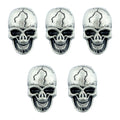 Pack of 5 grey metal tone skull stud accessories