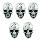 Pack of 5 grey metal tone skull stud accessories