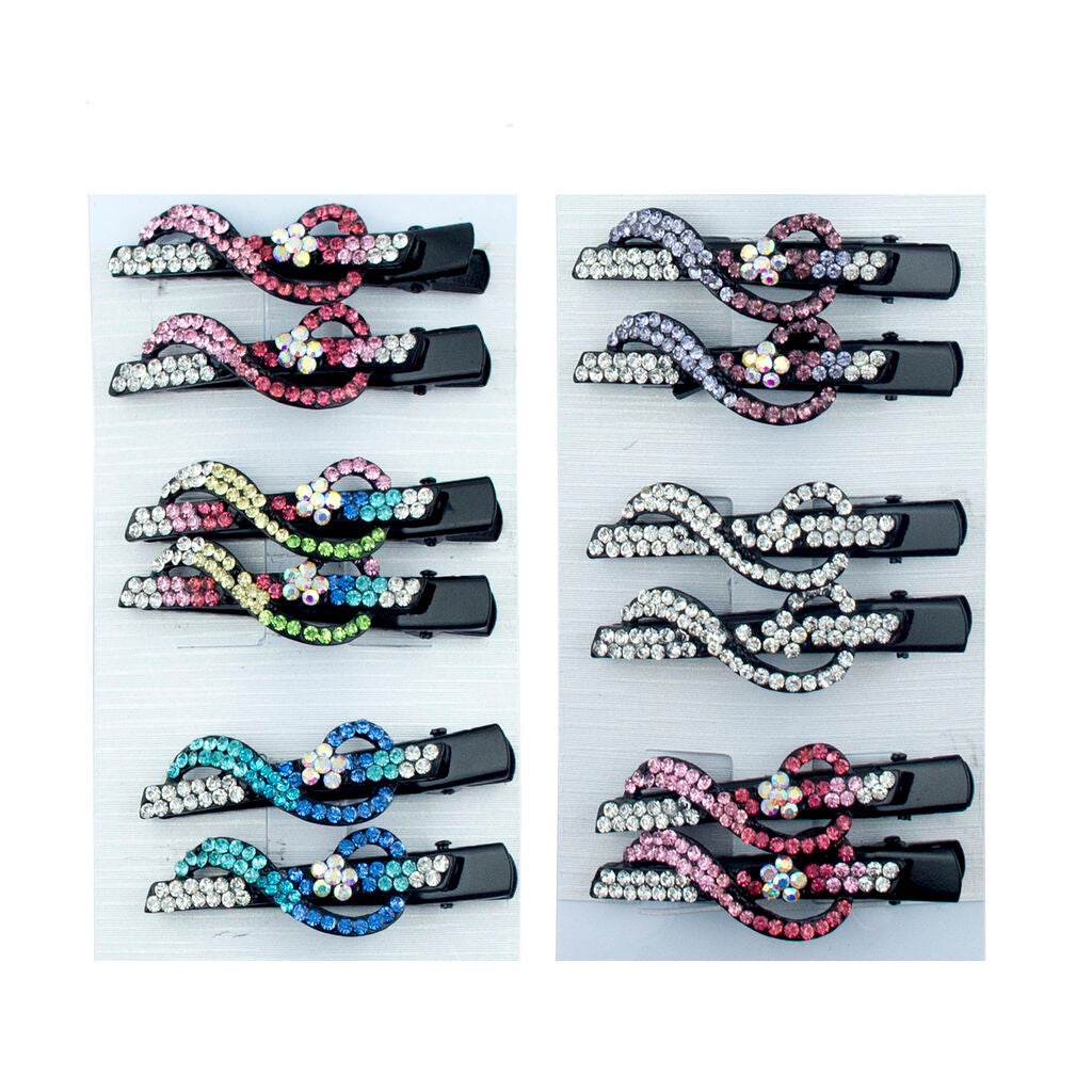 Shiny Musical Staff Crystal Hair Clips Barrettes - Pack of 3 Pairs