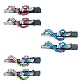 Three pairs of shiny hair clips with musical staff design