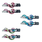 Three pairs of shiny hair clips with musical staff design