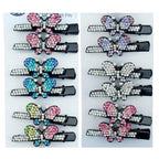 Shiny Butterfly B Crystal Hair Clips Barrettes - Pack of 3 Pairs