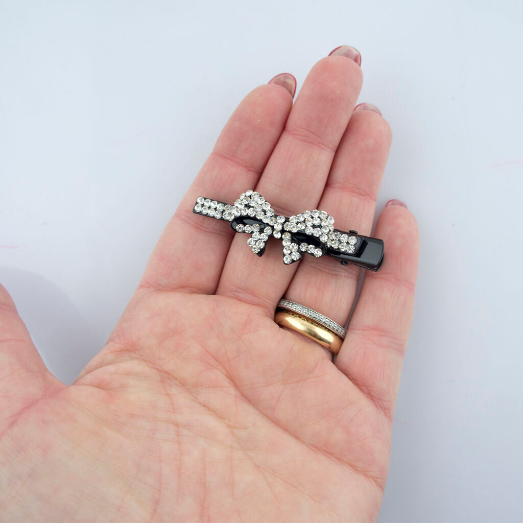 Shiny Entwined Loops Crystal Hair Clips Barrettes - Pack of 3 Pairs