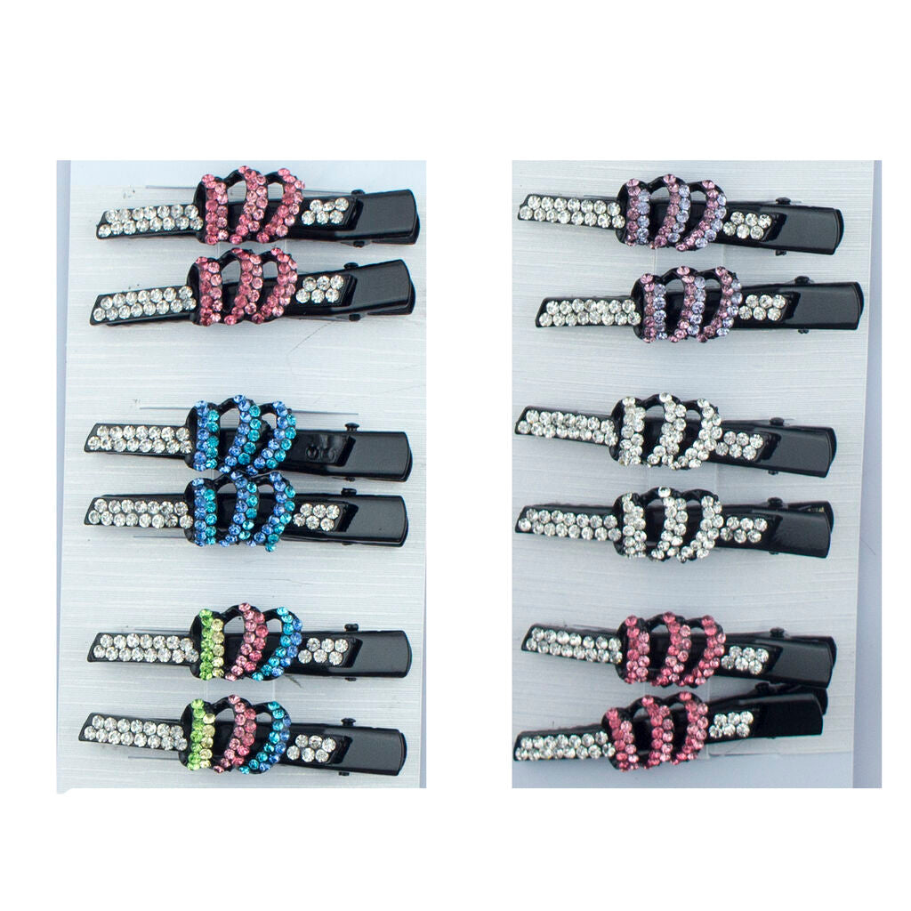 Shiny Crystal Cube Hair Clips Barrettes - Pack of 3 Pairs