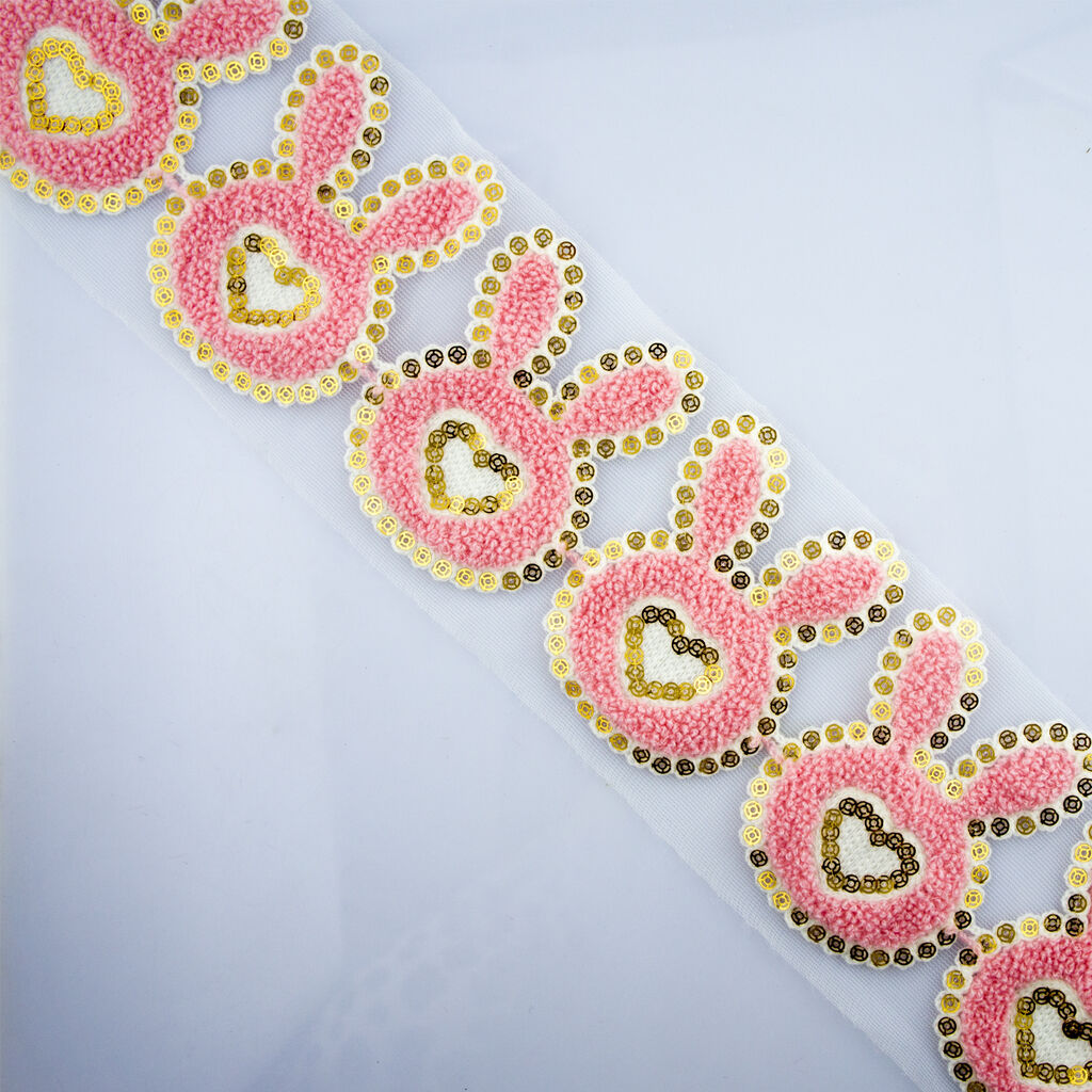 Bunny heart design trim displayed on a white background.