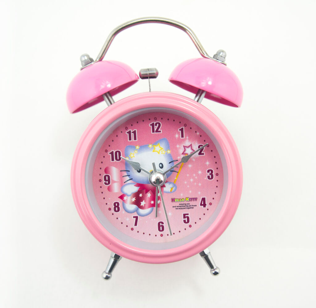 Close-up of Hello Kitty 'Angel' clock face with colourful design