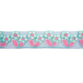 Pastel flower design fabric trim with net backing and pearl effect beads.