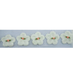 Knitted snow white flower decorative trim with net backing.