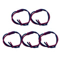 Pack of 5 two-tone navy and burgundy elasticated hair bands.