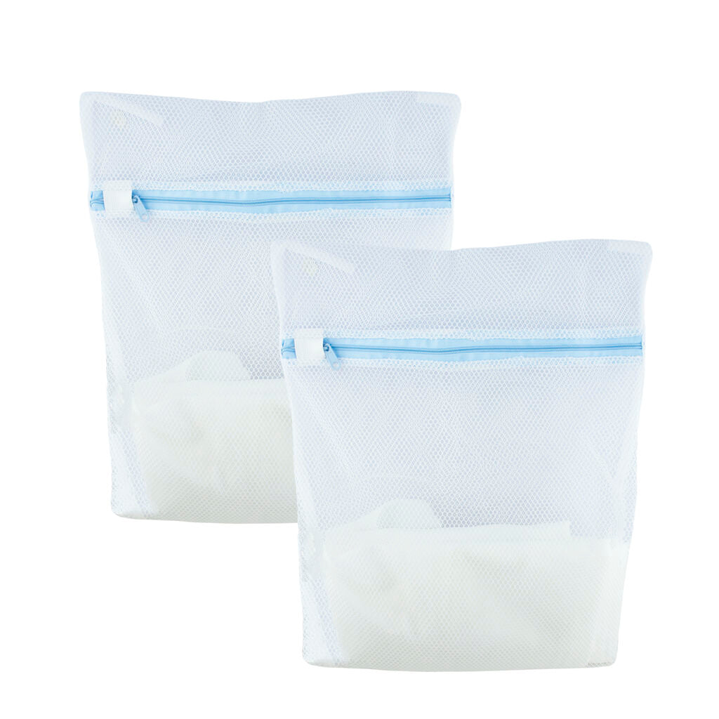 Two medium tough dense net laundry wash bags displayed together.