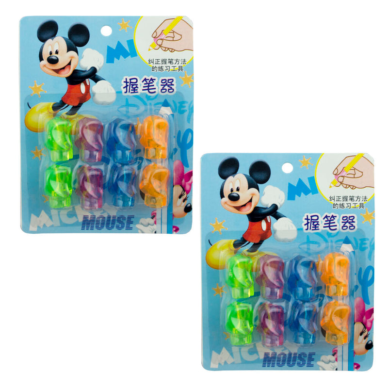 Two packs of Disney Mickey Mouse ergonomic pen and pencil grips.