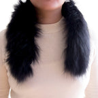 Close-up of the luxurious black fake fur texture