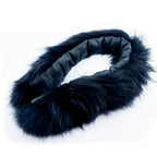 Black fake fur collar with padded lining displayed on a mannequin