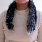 Close-up of the padded lining of the fake fur collar.