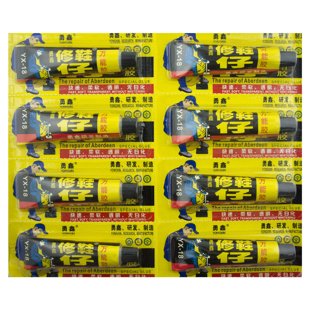 Pack of 2 YX-18 shoe repair adhesive tubes, suitable for DIY repairs.
