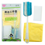 Set of 3 household cleaning tools including flannel cloth and sponge.