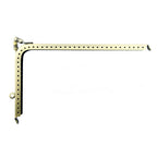 Large brass tone L-shaped purse frame with clasp