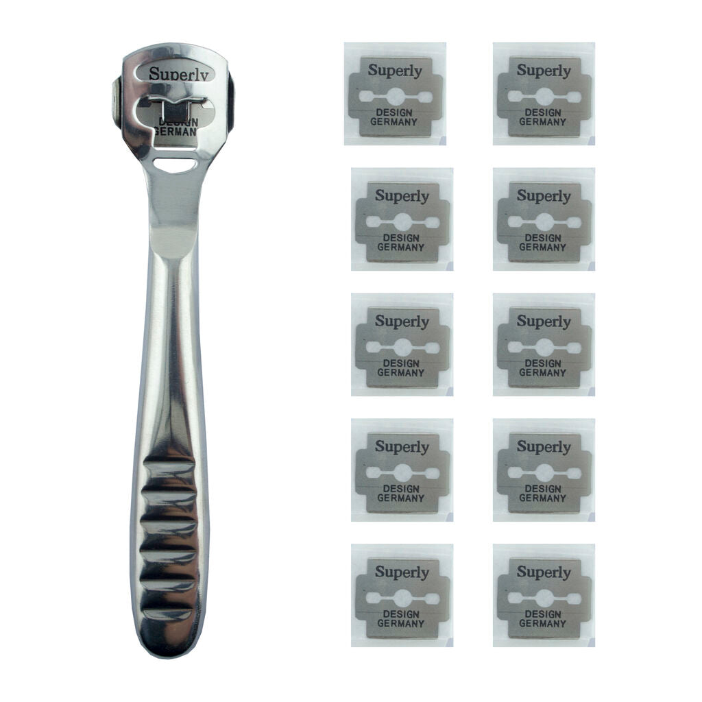 Leather skiving thinning razor with a set of 10 blades