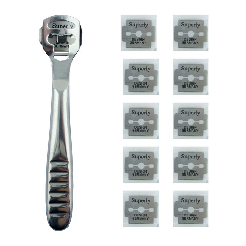 Leather skiving thinning razor with a set of 10 blades