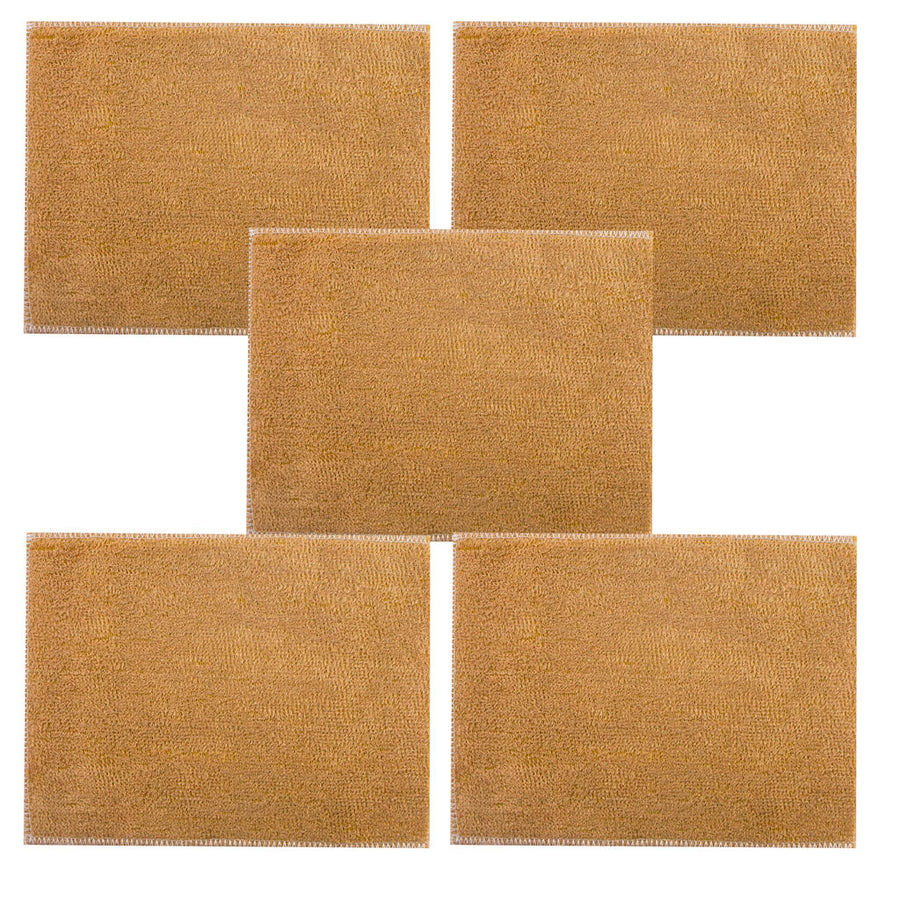 Tan Korean Bamboo Fibre Kitchen and Household Cleaning Cloth - 23 x 17 cm - Pack of 5