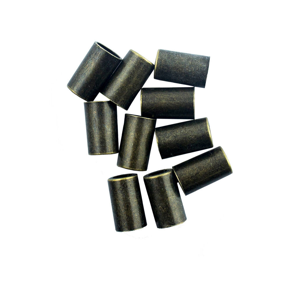 Pack of 10 dark metal tone metal cord ends for sewing projects.