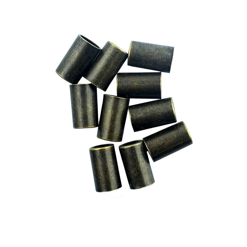 Pack of 10 dark metal tone metal cord ends for sewing projects.