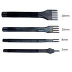 Close-up of the 6 prong metal lacing chisel