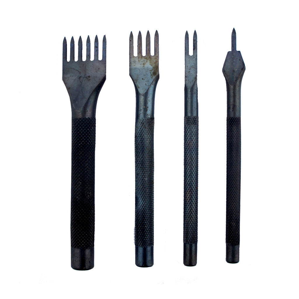 Close-up of the 2 prong metal lacing chisel