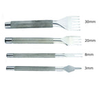 Set of 4 Premium Professional Silver Tone Metal Lacing Stitching Chisel Punch Tool - 1, 2, 4 and 6 Prongs 3mm Width